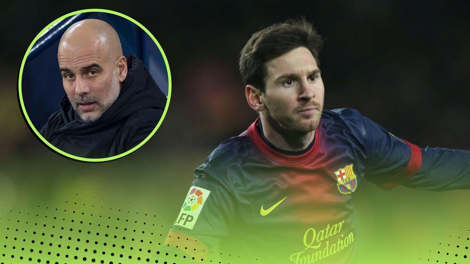 Pep Guardiola and Lionel Messi