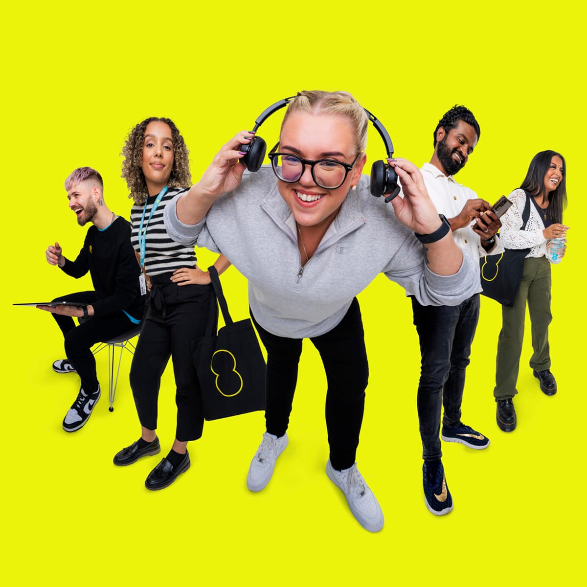 Multiple people showcased using different gadgets