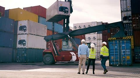 Shipping containers.