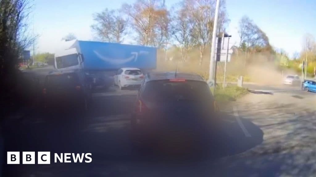 Shocking Amazon Truck Crash Caught on Video: Two Injured