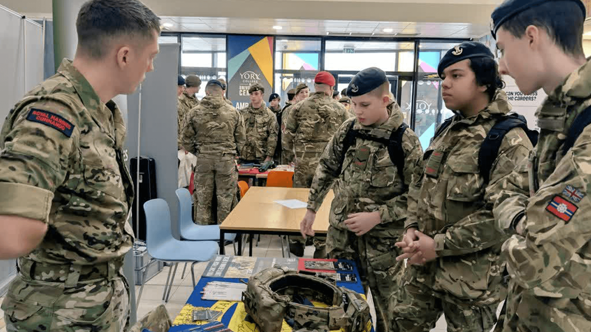 Cadets queued to speak to recruiters at the York careers fair