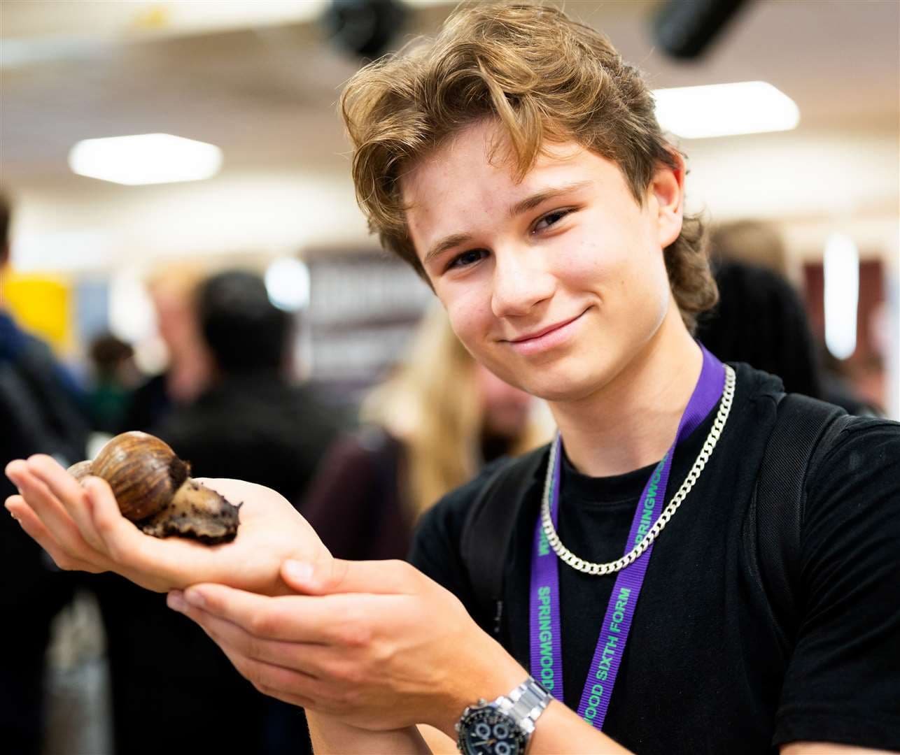 A more unusual 'guest' at the careers event. Picture: Ian Burt