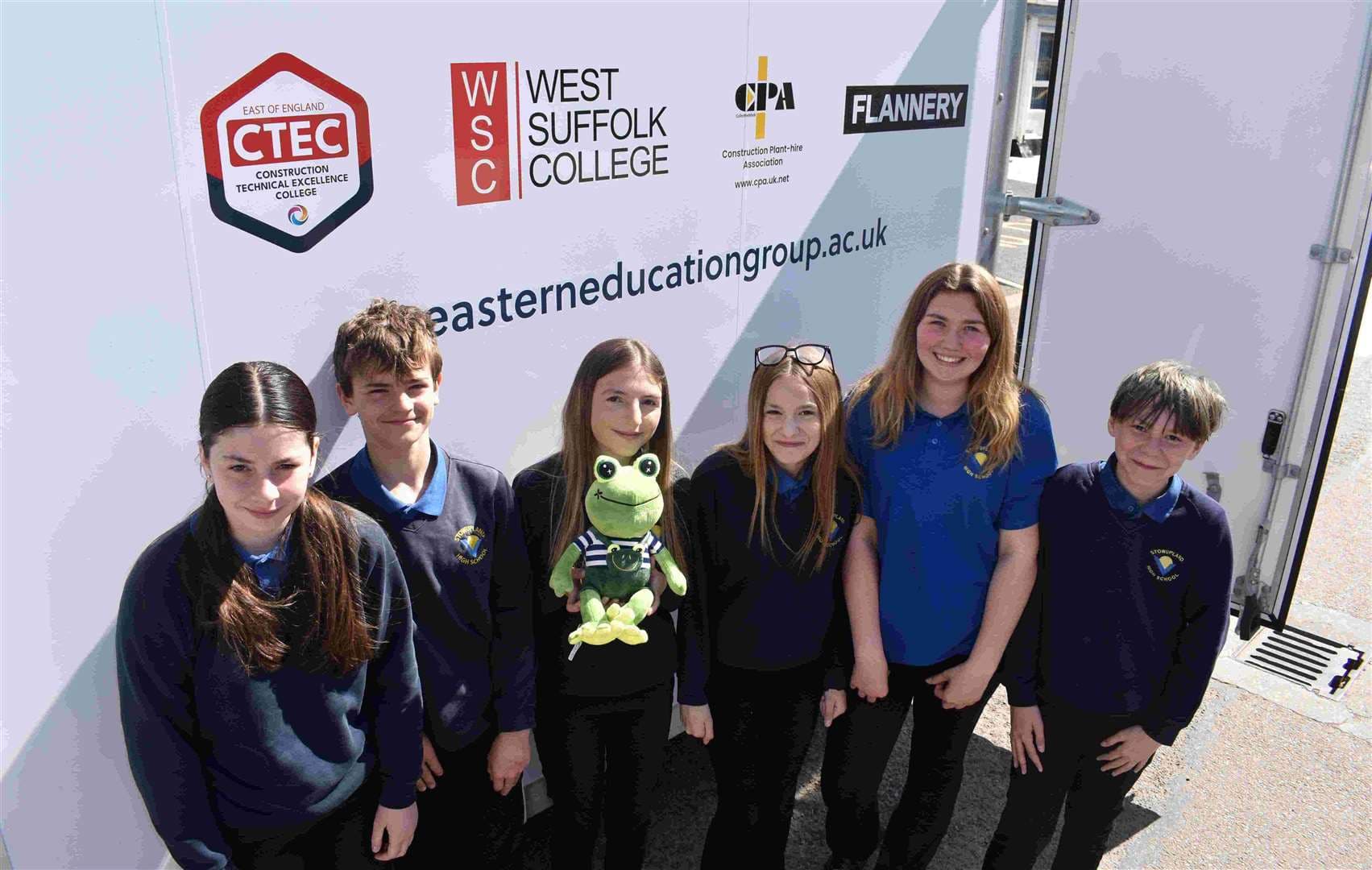 Stowupland High School students outside the sim van. Picture: Eastern Education Group