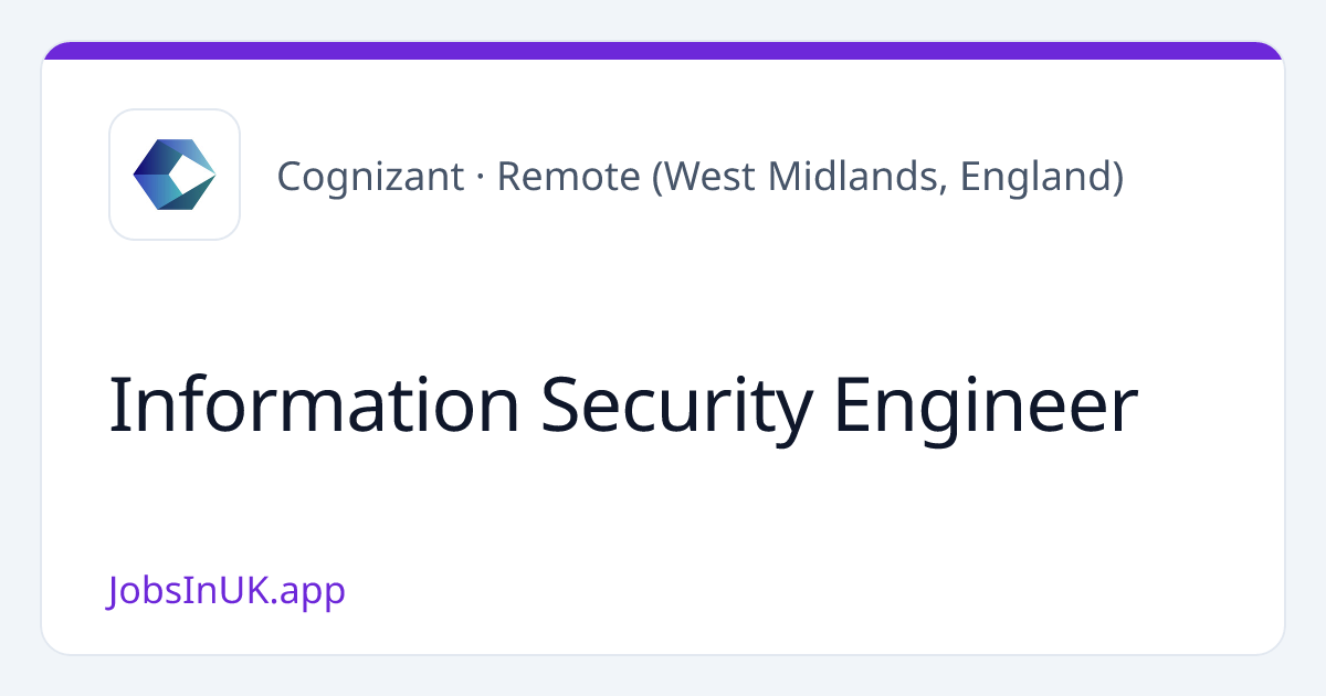 Information Security Engineer [Job] @Cognizant